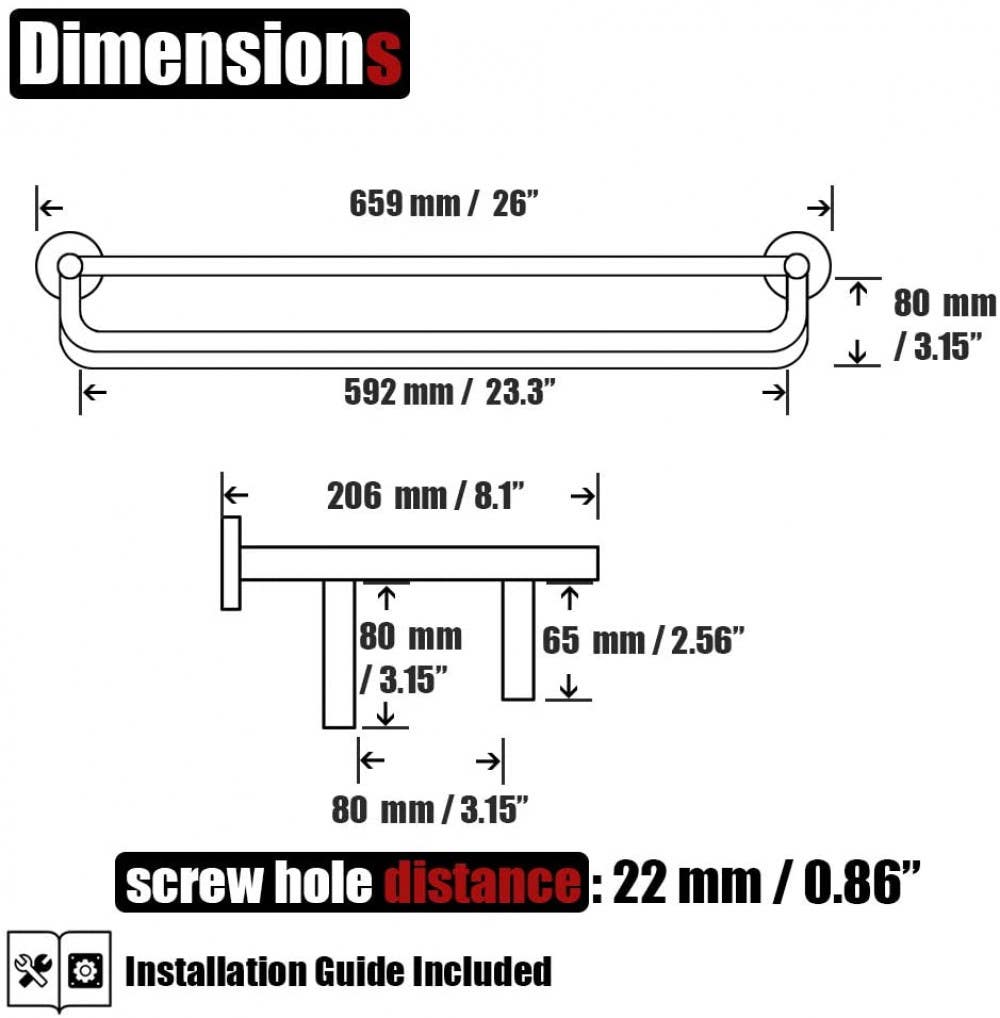 American Imaginations AI-34559 26-in. W Round Stainless Steel Towel Bar Brushed Stainless Steel