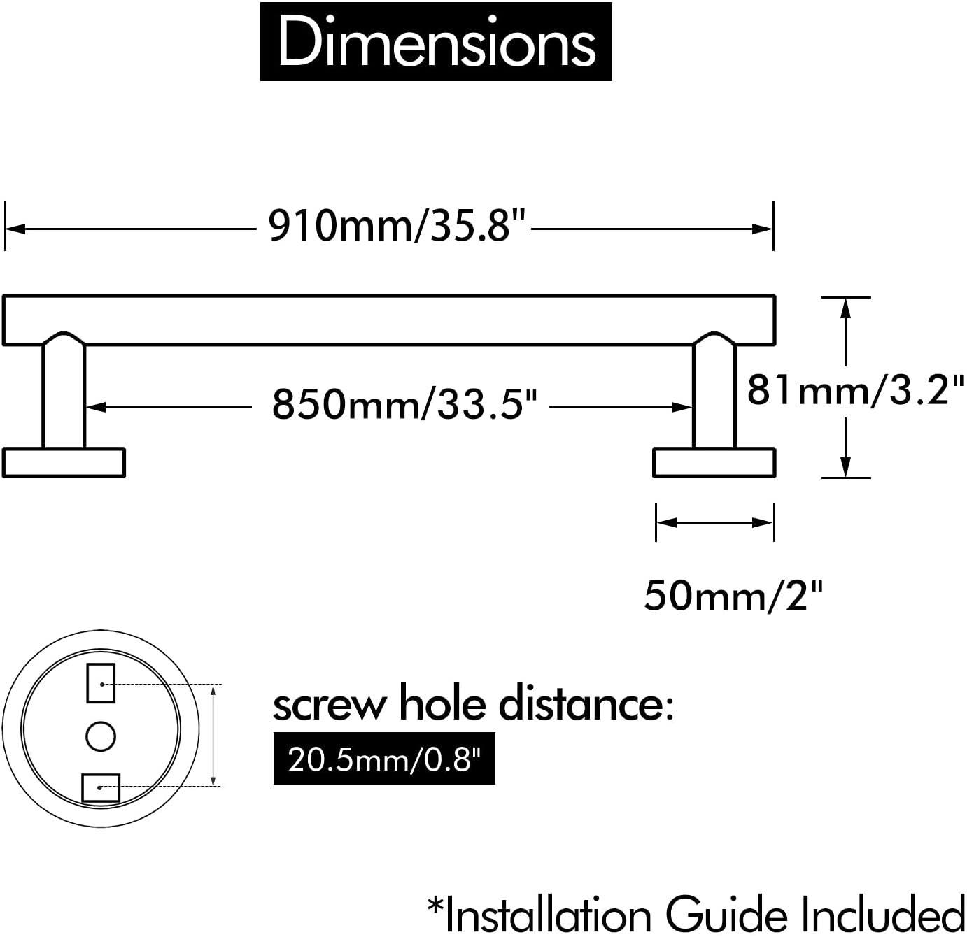 American Imaginations AI-34583 36-in. W Round Stainless Steel Towel Bar Brushed Stainless Steel
