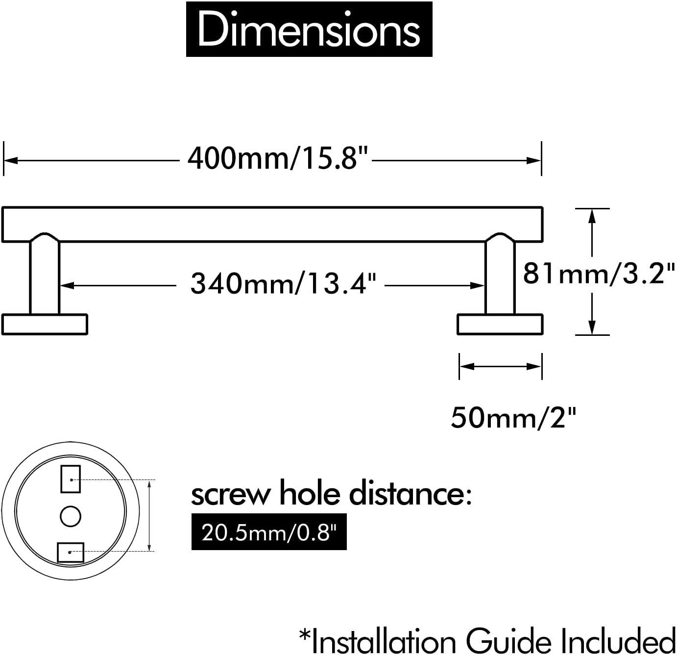 American Imaginations AI-34586 16-in. W Round Stainless Steel Towel Bar Brushed Stainless Steel