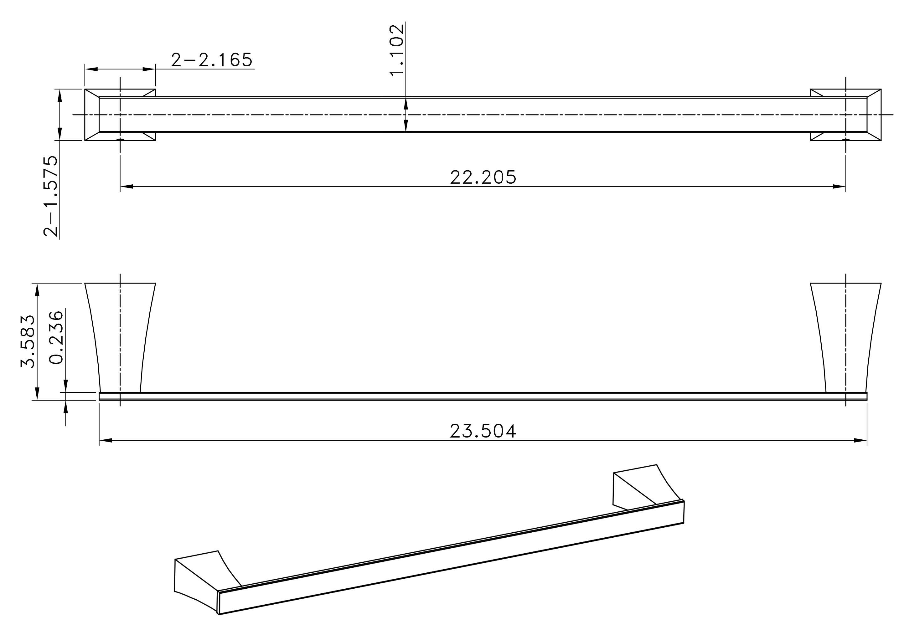 American Imaginations AI-34607 24.37-in. W Rectangle Stainless Steel Towel Bar Chrome