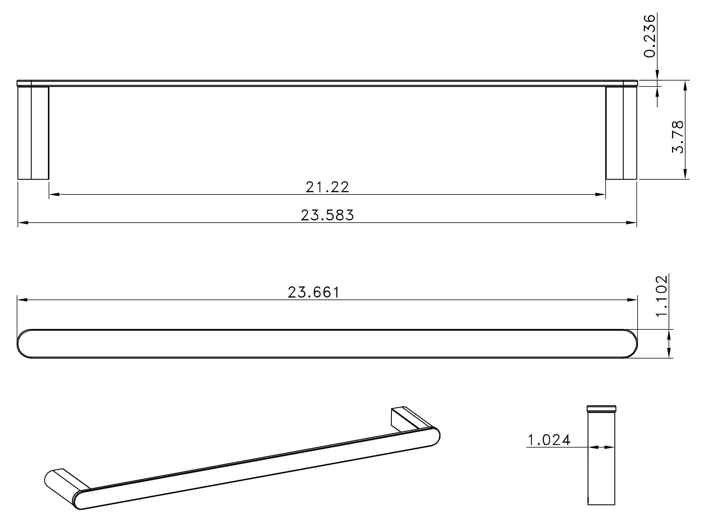 American Imaginations AI-34609 23.66-in. W Rectangle Stainless Steel Towel Bar Chrome