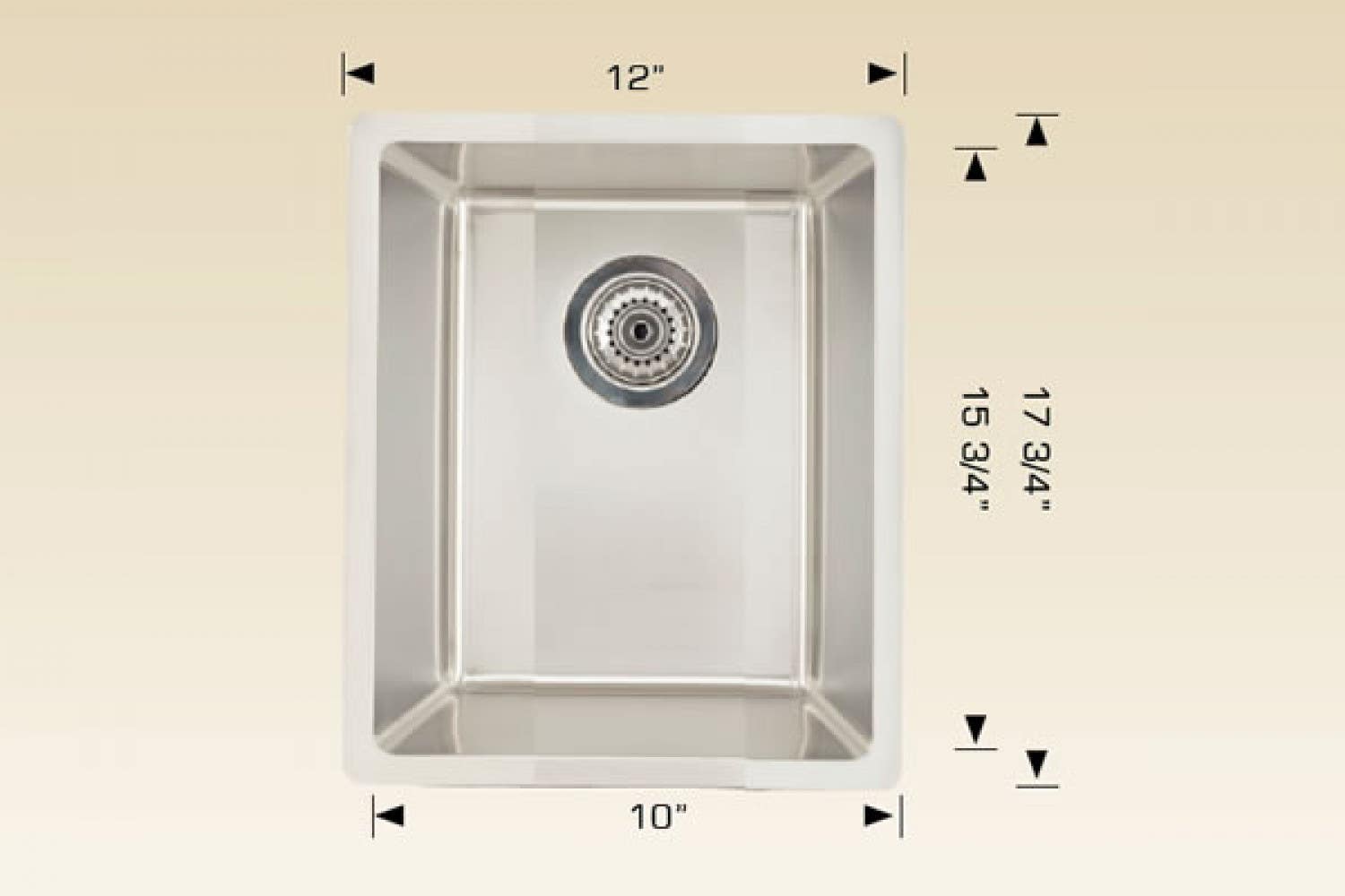 American Imaginations AI-34434 12-in. W CSA Approved Stainless Steel Kitchen Sink With 1 Bowl And 18 Gauge