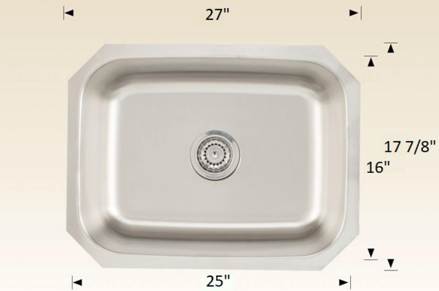 American Imaginations AI-34431 27-in. W CSA Approved Stainless Steel Kitchen Sink With 1 Bowl And 18 Gauge