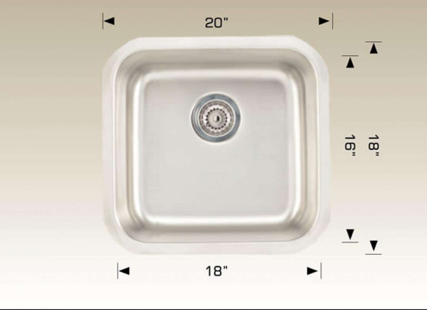 American Imaginations AI-34427 20-in. W Stainless Steel Kitchen Sink With 1 Bowl And 18 Gauge