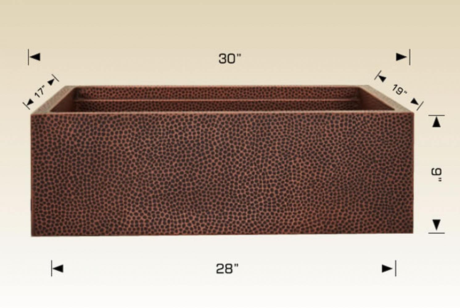 American Imaginations AI-34426 30-in. W Copper Kitchen Sink With 1 Bowl And 16 Gauge