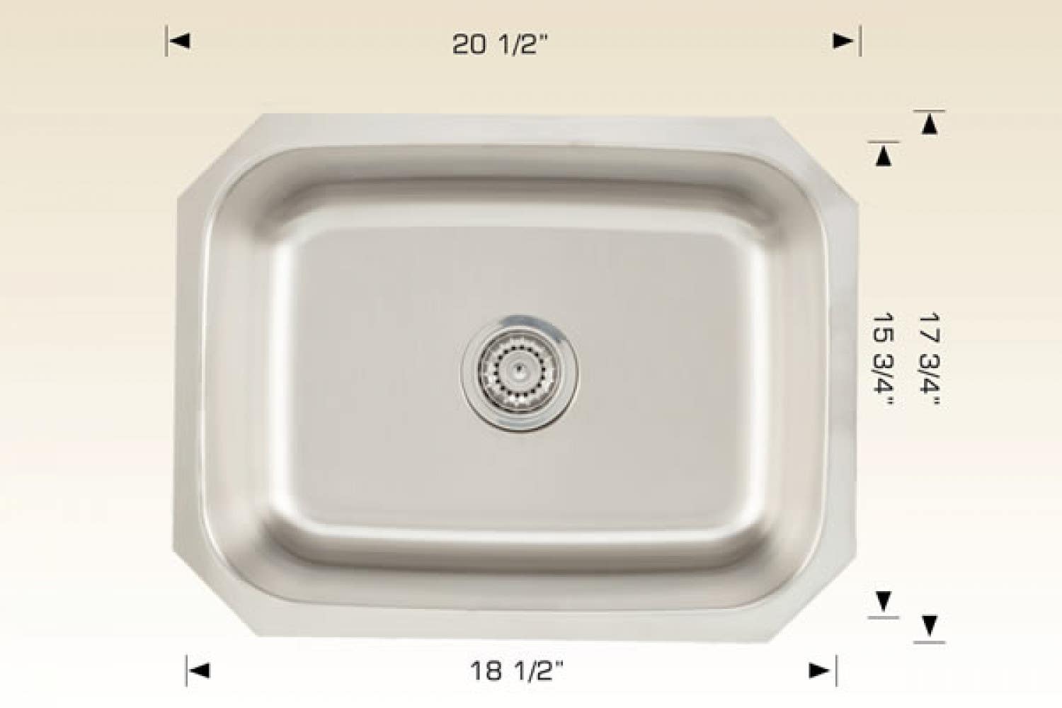 American Imaginations AI-34424 20-in. W Stainless Steel Kitchen Sink With 1 Bowl And 18 Gauge