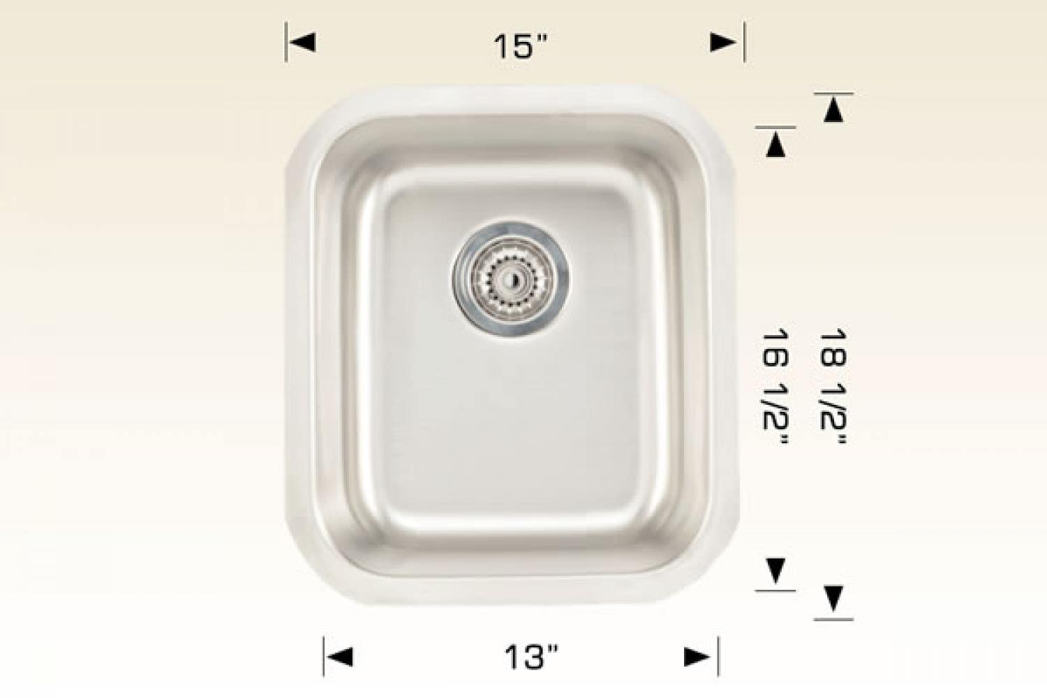 American Imaginations AI-34421 15-in. W CSA Approved Stainless Steel Kitchen Sink With 1 Bowl And 18 Gauge