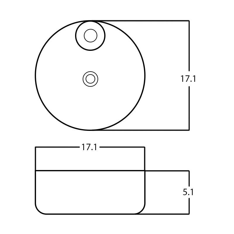 American Imaginations AI-28676 17.1-in. W Above Counter White Bathroom Vessel Sink For 1 Hole Center Drilling