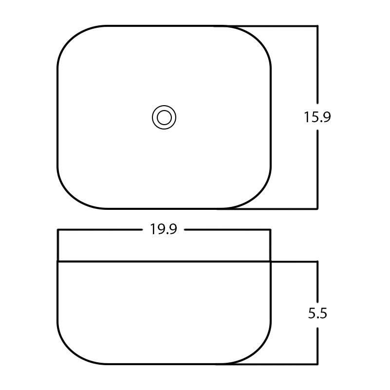 American Imaginations AI-28680 19.9-in. W Above Counter White Bathroom Vessel Sink For Wall Mount Wall Mount Drilling