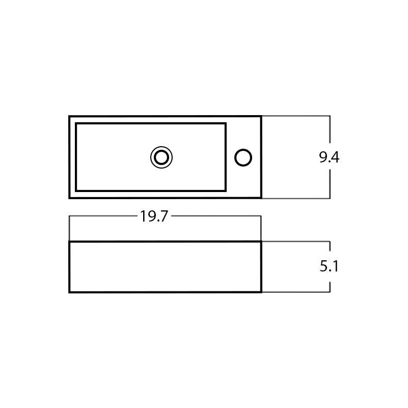 American Imaginations AI-29422 19.7-in. W Above Counter White Bathroom Vessel Sink For 1 Hole Right Drilling