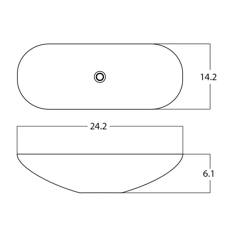American Imaginations AI-28396 24.2-in. W Above Counter White Bathroom Vessel Sink For Deck Mount Deck Mount Drilling