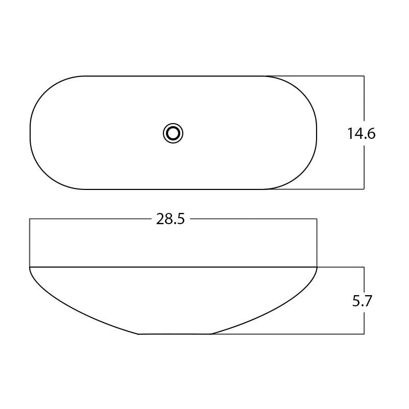 American Imaginations AI-28397 28.5-in. W Above Counter White Bathroom Vessel Sink For Deck Mount Deck Mount Drilling