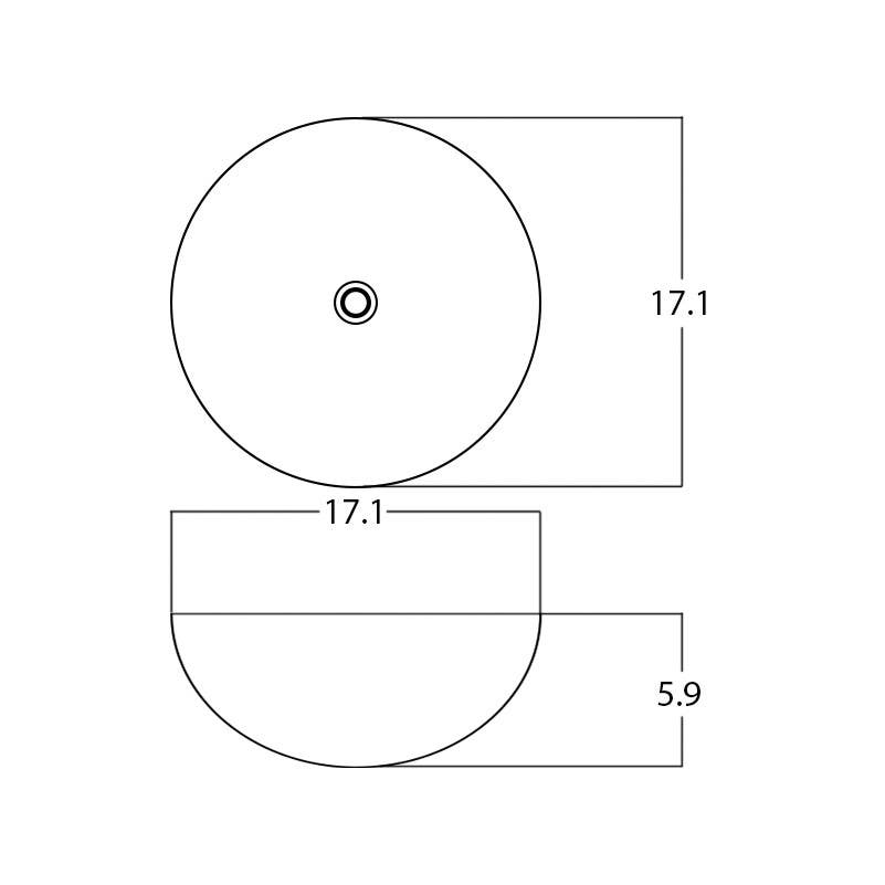 American Imaginations AI-28398 17.1-in. W Semi-Recessed White Bathroom Vessel Sink For Deck Mount Deck Mount Drilling