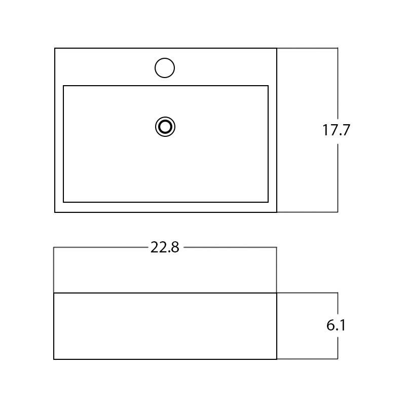 American Imaginations AI-28400 22.8-in. W Above Counter White Bathroom Vessel Sink For 1 Hole Center Drilling