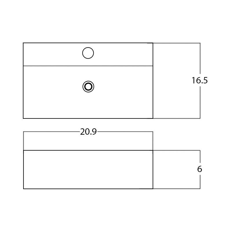 American Imaginations AI-28403 20.9-in. W Above Counter White Bathroom Vessel Sink For 1 Hole Center Drilling