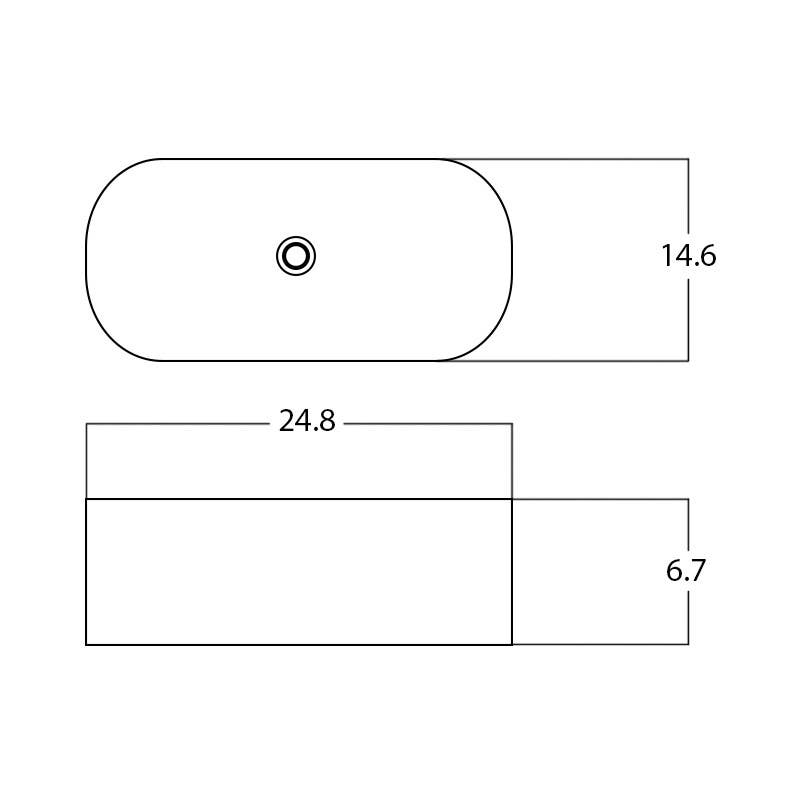 American Imaginations AI-28415 24.8-in. W Semi-Recessed White Bathroom Vessel Sink For Deck Mount Deck Mount Drilling