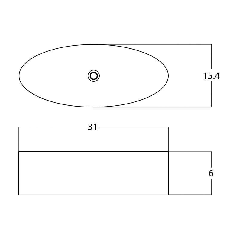 American Imaginations AI-28421 31-in. W Above Counter White Bathroom Vessel Sink For Deck Mount Deck Mount Drilling