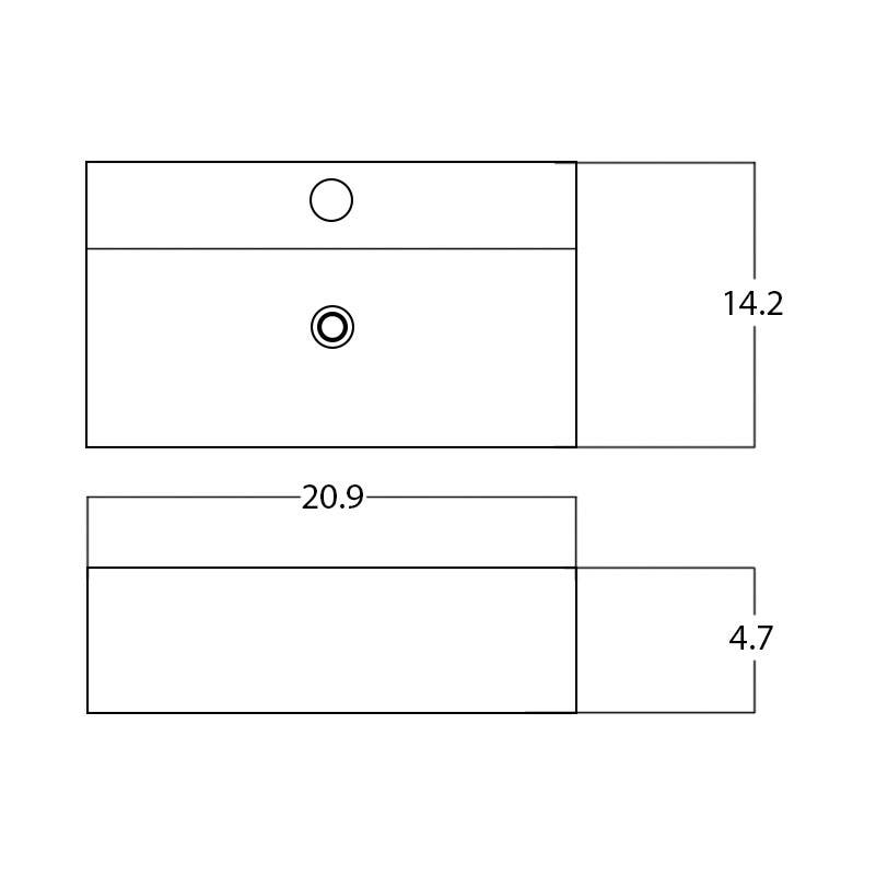American Imaginations AI-28428 20.9-in. W Above Counter White Bathroom Vessel Sink For 1 Hole Center Drilling