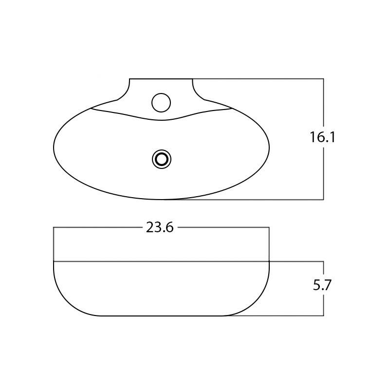 American Imaginations AI-28437 23.6-in. W Above Counter White Bathroom Vessel Sink For 1 Hole Center Drilling