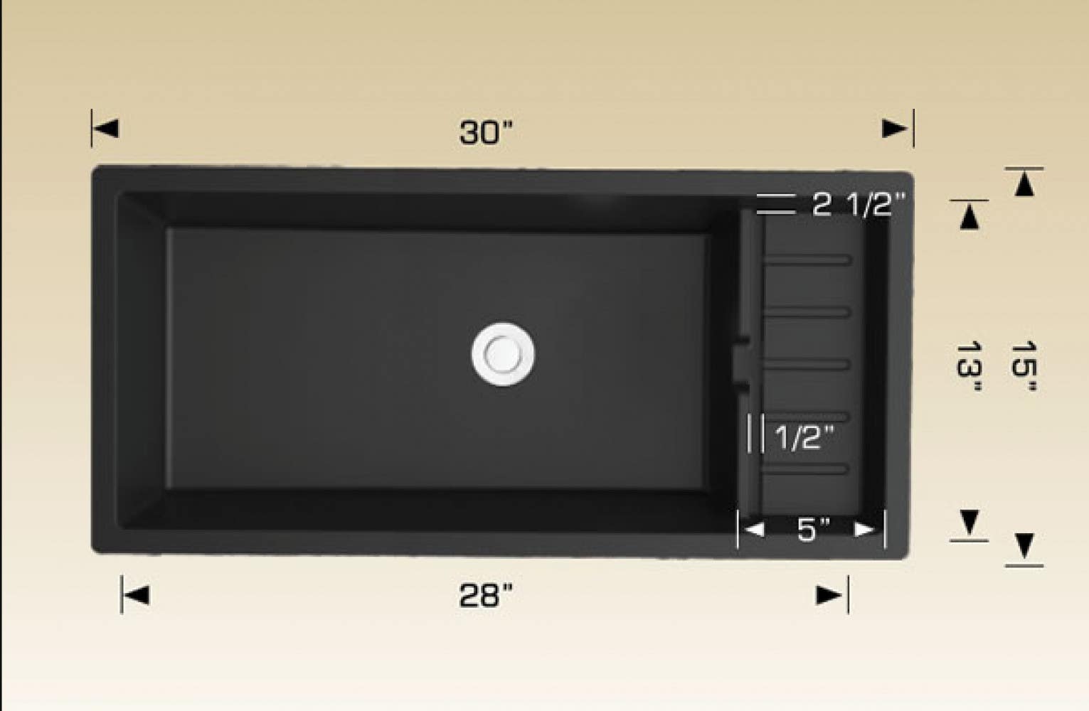 American Imaginations AI-34483 30-in. W Black Granite Composite Kitchen Sink With 1 Bowl