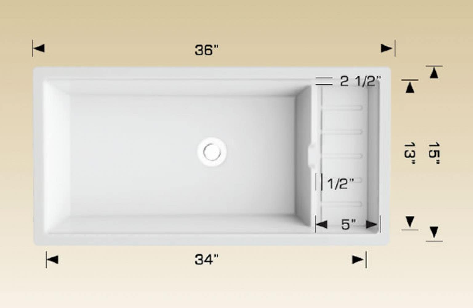 American Imaginations AI-34484 36-in. W White Granite Composite Kitchen Sink With 1 Bowl