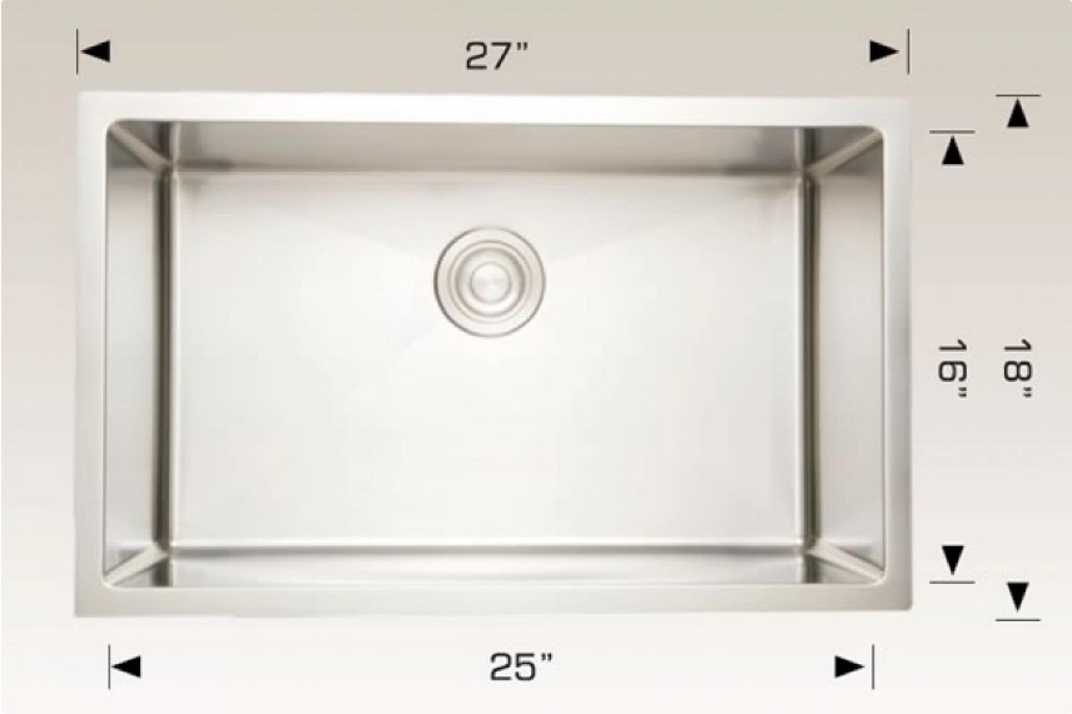 American Imaginations AI-34487 27-in. W CSA Approved Stainless Steel Kitchen Sink With 1 Bowl And 16 Gauge