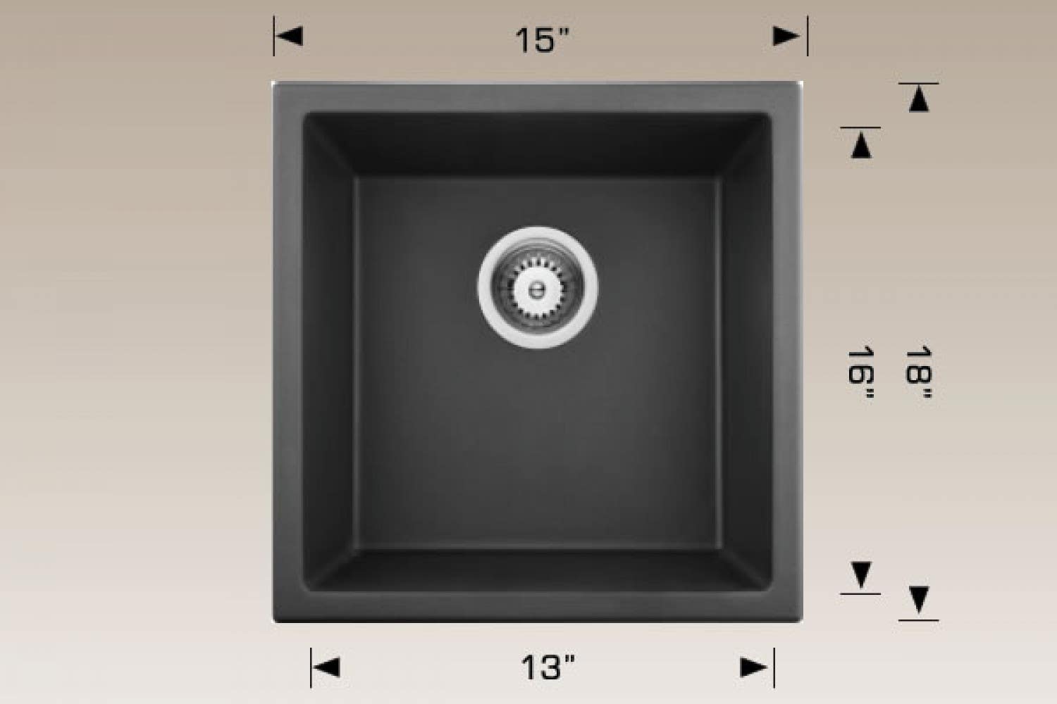 American Imaginations AI-34525 15-in. W CSA Approved Black Granite Composite Kitchen Sink With 1 Bowl