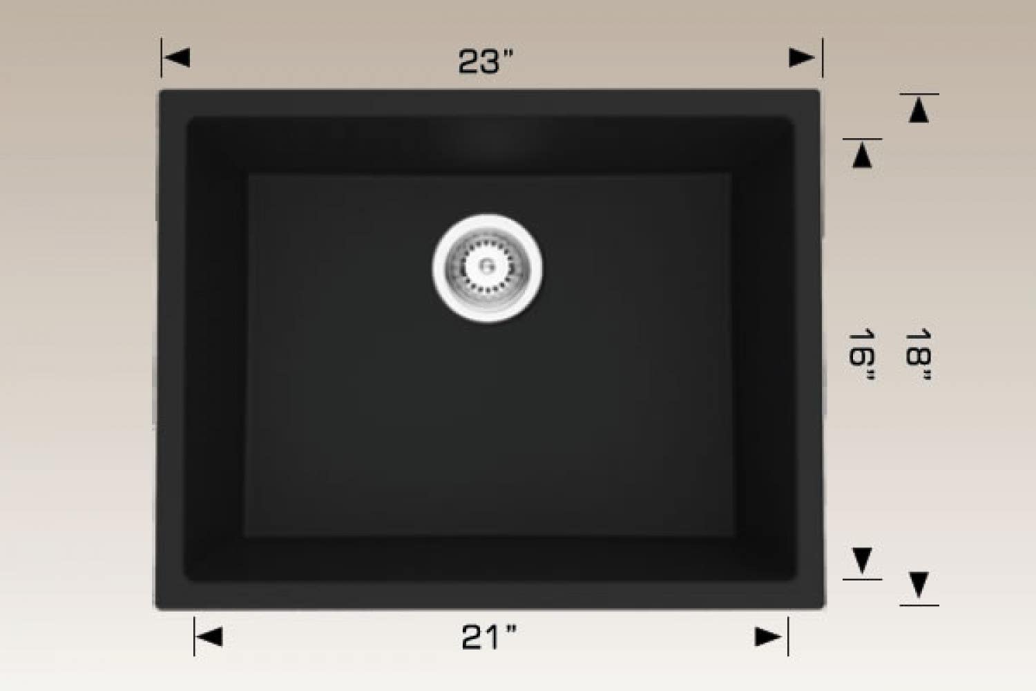 American Imaginations AI-34530 23-in. W CSA Approved Black Granite Composite Kitchen Sink With 1 Bowl