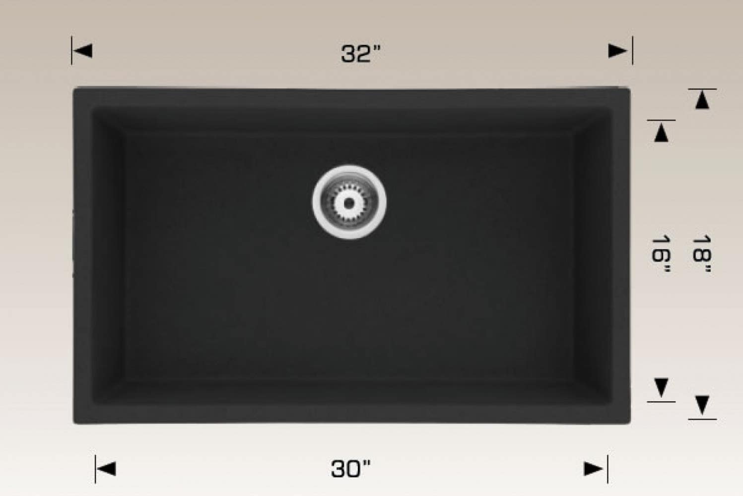 American Imaginations AI-34535 32-in. W CSA Approved Black Granite Composite Kitchen Sink With 1 Bowl