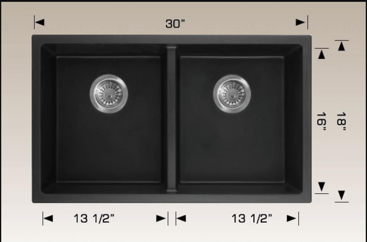 American Imaginations AI-34537 30-in. W CSA Approved Black Granite Composite Kitchen Sink With 2 Bowl