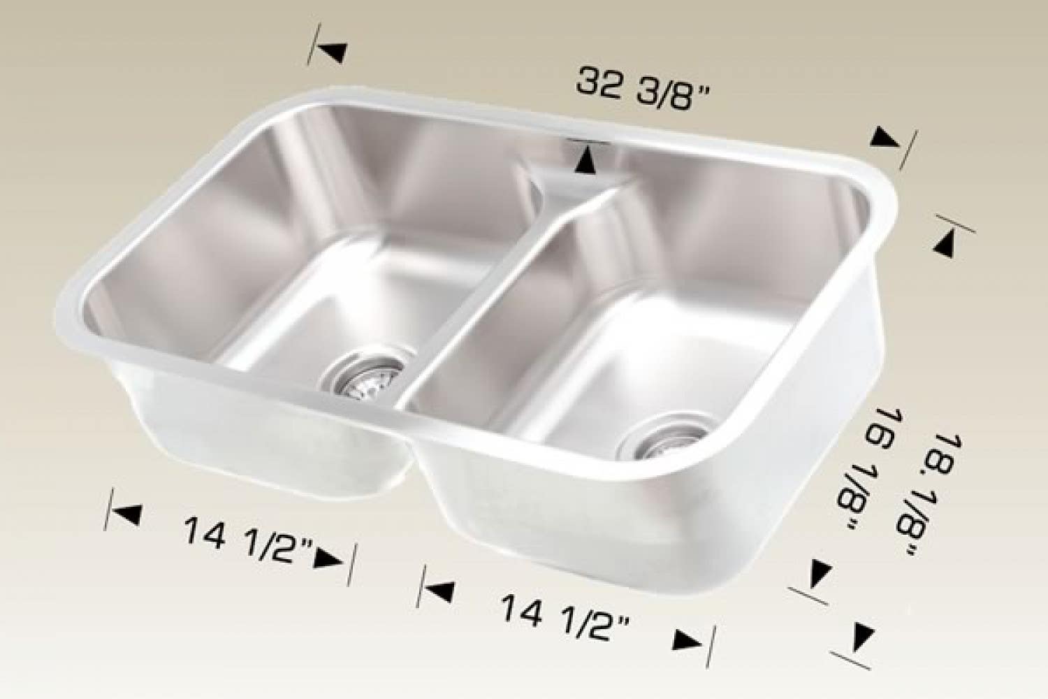 American Imaginations AI-34539 32.375-in. W CSA Approved Stainless Steel Kitchen Sink With 2 Bowl And 18 Gauge