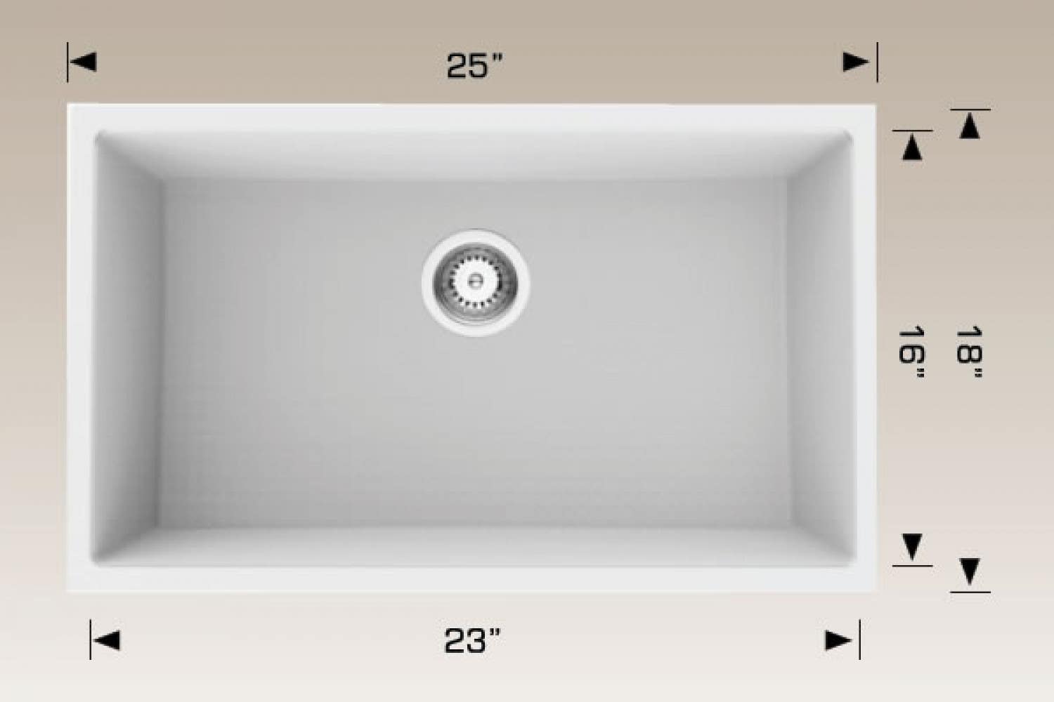 American Imaginations AI-34544 25-in. W CSA Approved White Granite Composite Kitchen Sink With 1 Bowl