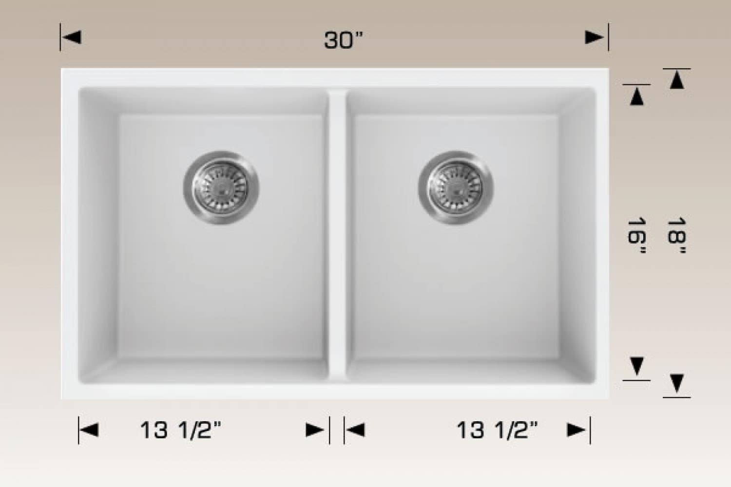 American Imaginations AI-34545 30-in. W CSA Approved White Granite Composite Kitchen Sink With 2 Bowl