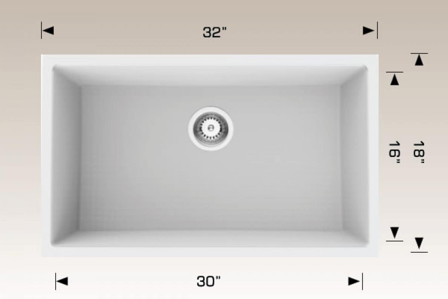 American Imaginations AI-34546 32-in. W CSA Approved White Granite Composite Kitchen Sink With 1 Bowl