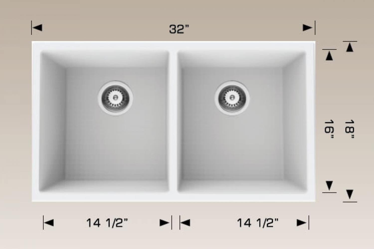 American Imaginations AI-34547 32-in. W CSA Approved White Granite Composite Kitchen Sink With 2 Bowl