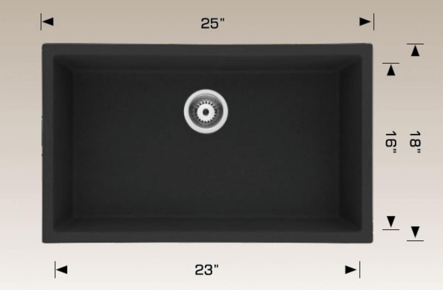 American Imaginations AI-34550 25-in. W CSA Approved Black Granite Composite Kitchen Sink With 1 Bowl