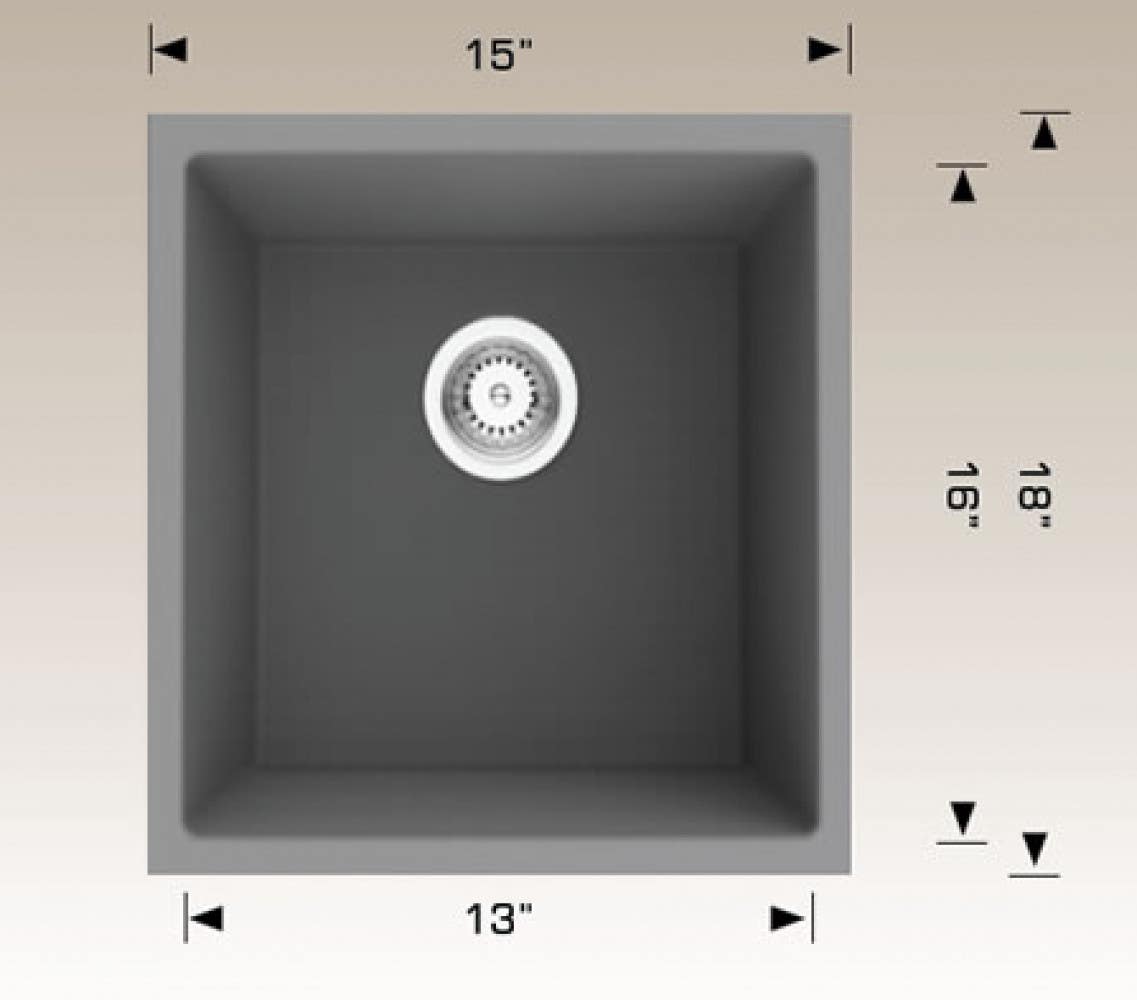 American Imaginations AI-34551 15-in. W CSA Approved Grey Granite Composite Kitchen Sink With 1 Bowl