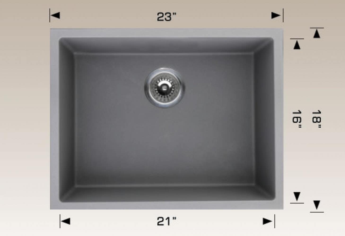American Imaginations AI-34552 23-in. W CSA Approved Grey Granite Composite Kitchen Sink With 1 Bowl