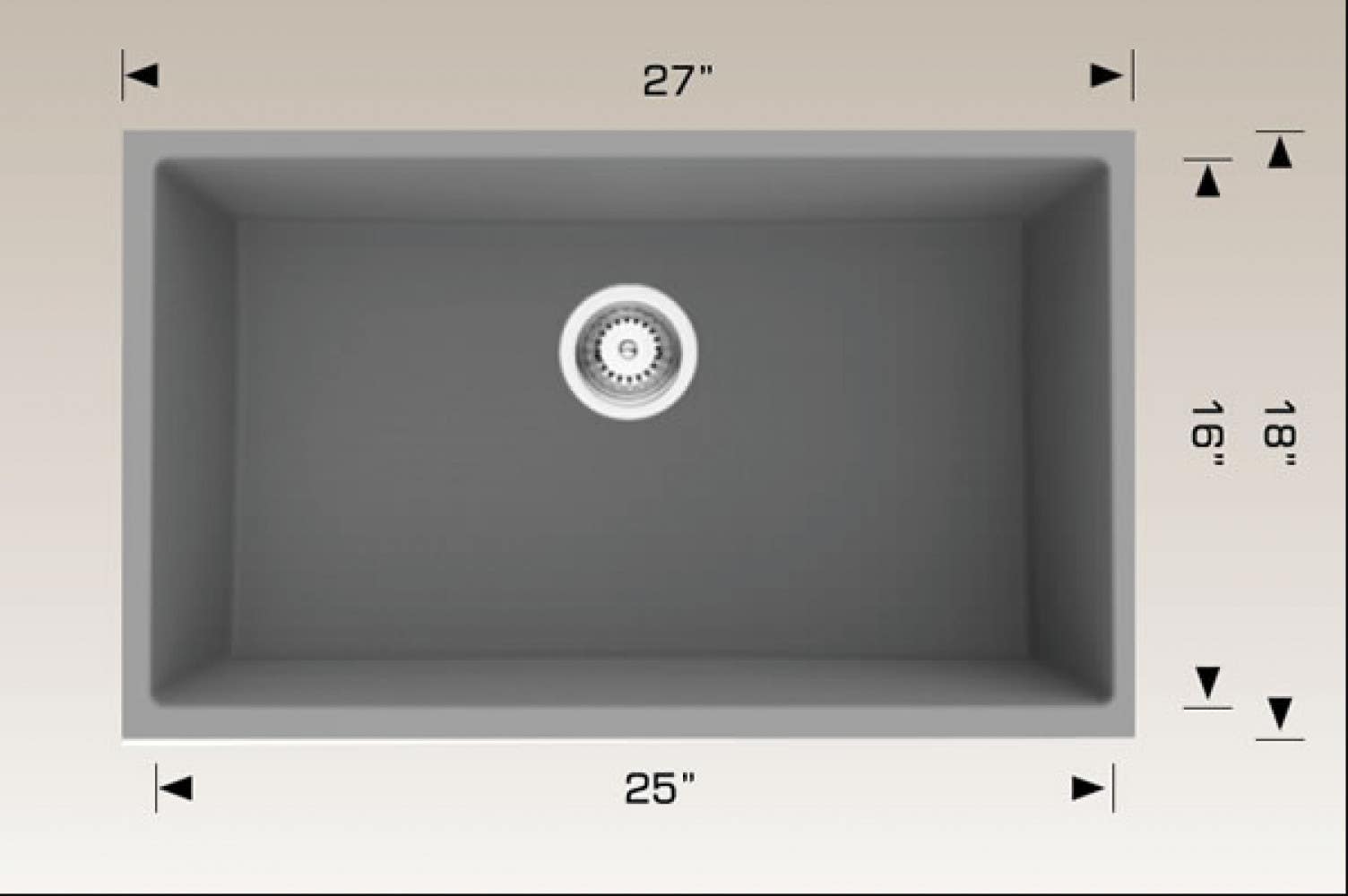 American Imaginations AI-34553 27-in. W CSA Approved Grey Granite Composite Kitchen Sink With 1 Bowl