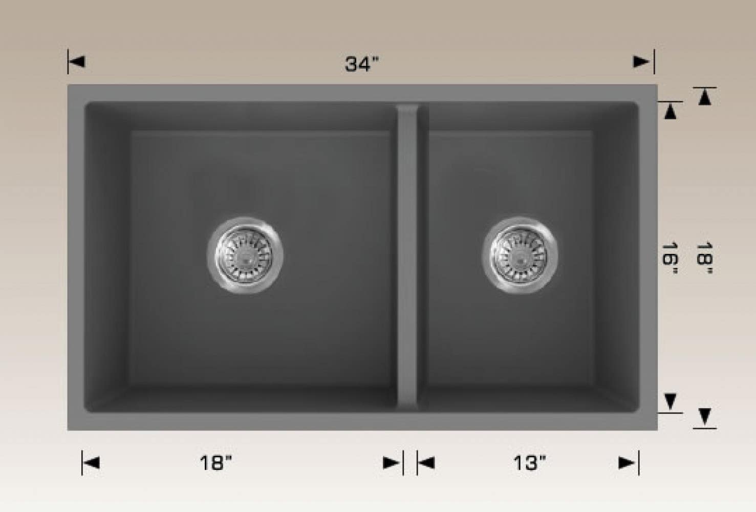 American Imaginations AI-34554 34-in. W CSA Approved Grey Granite Composite Kitchen Sink With 2 Bowl