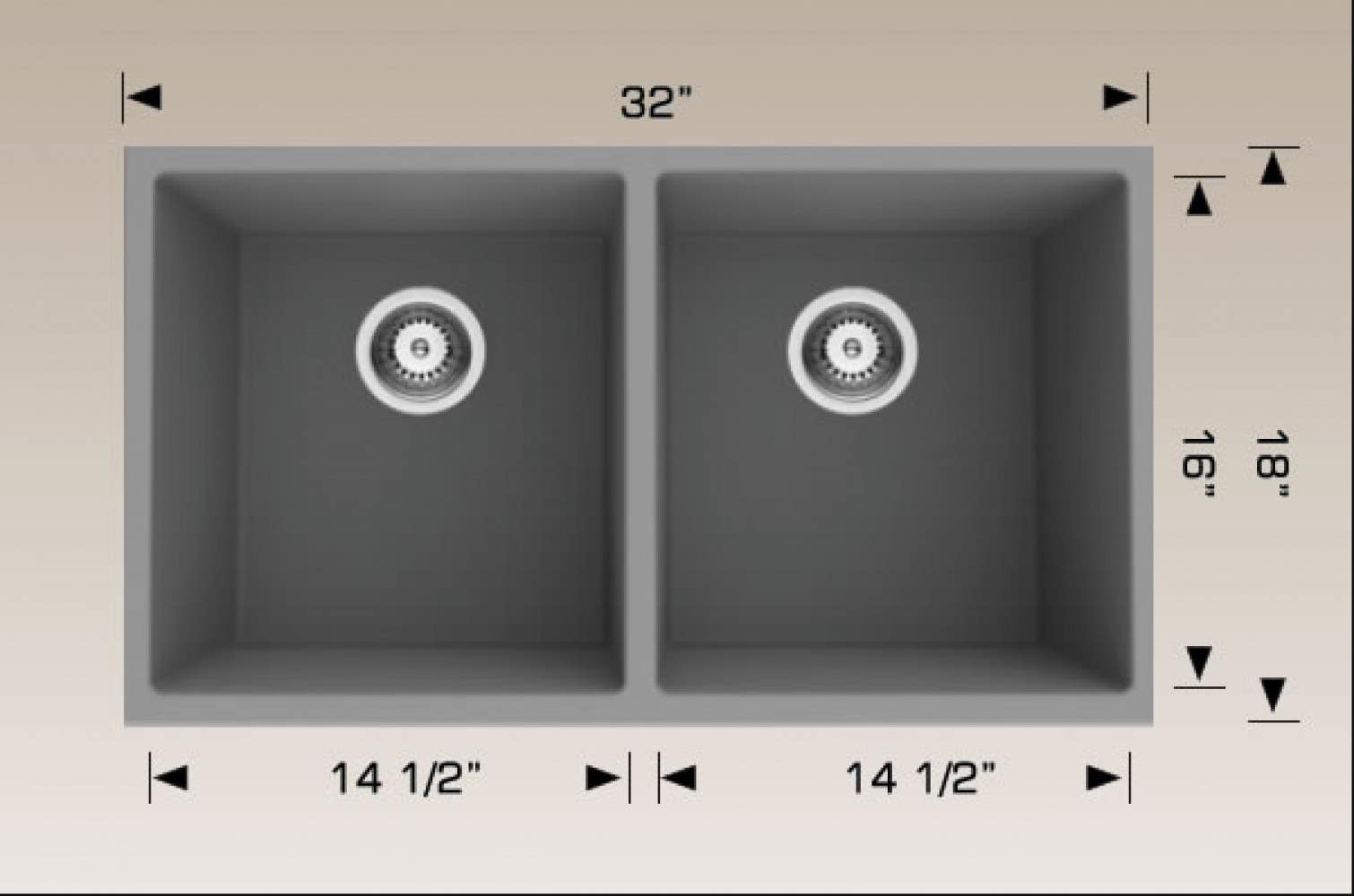 American Imaginations AI-34556 32-in. W CSA Approved Grey Granite Composite Kitchen Sink With 2 Bowl