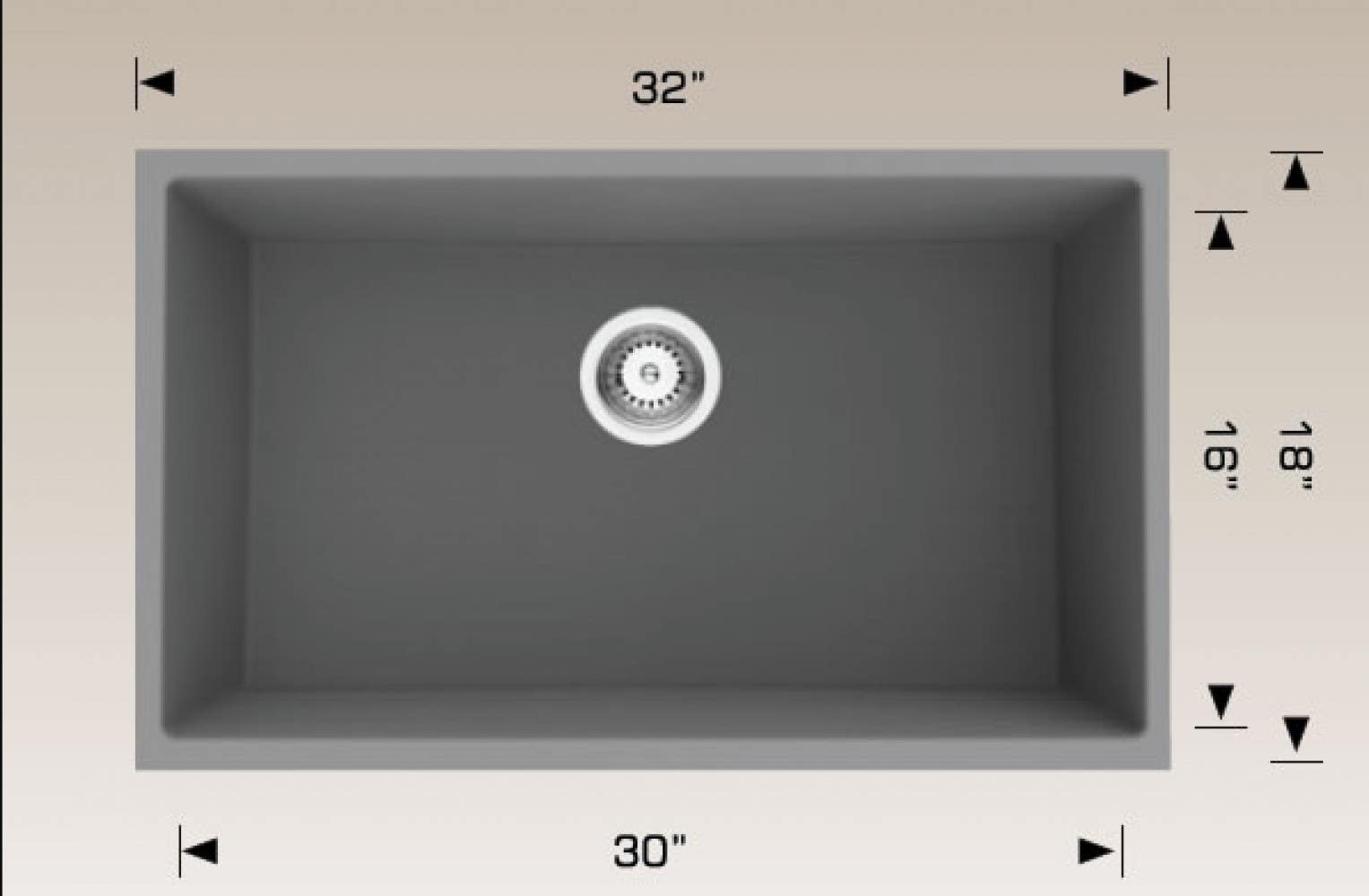 American Imaginations AI-34557 32-in. W CSA Approved Grey Granite Composite Kitchen Sink With 1 Bowl