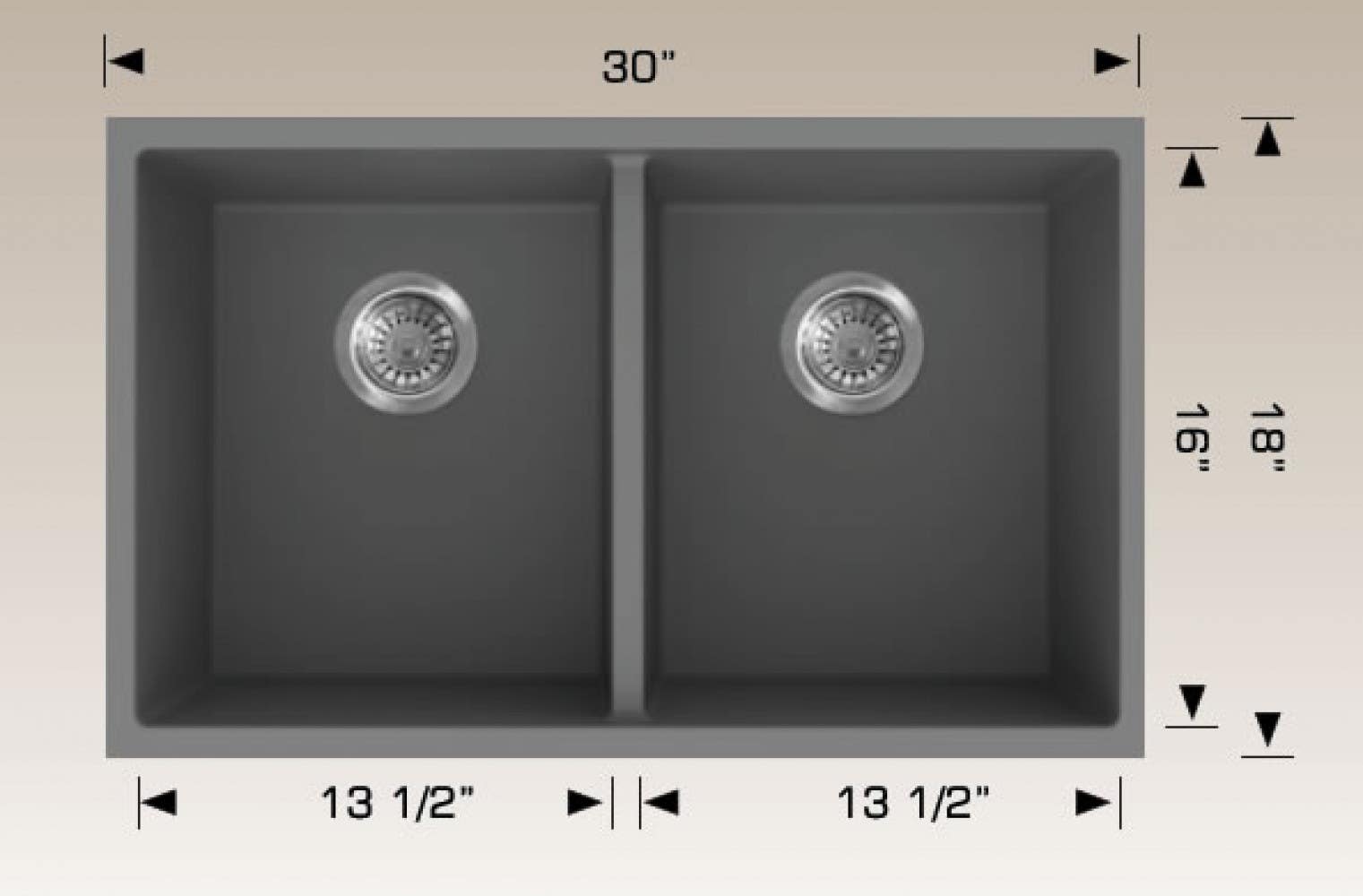 American Imaginations AI-34560 30-in. W CSA Approved Grey Granite Composite Kitchen Sink With 2 Bowl