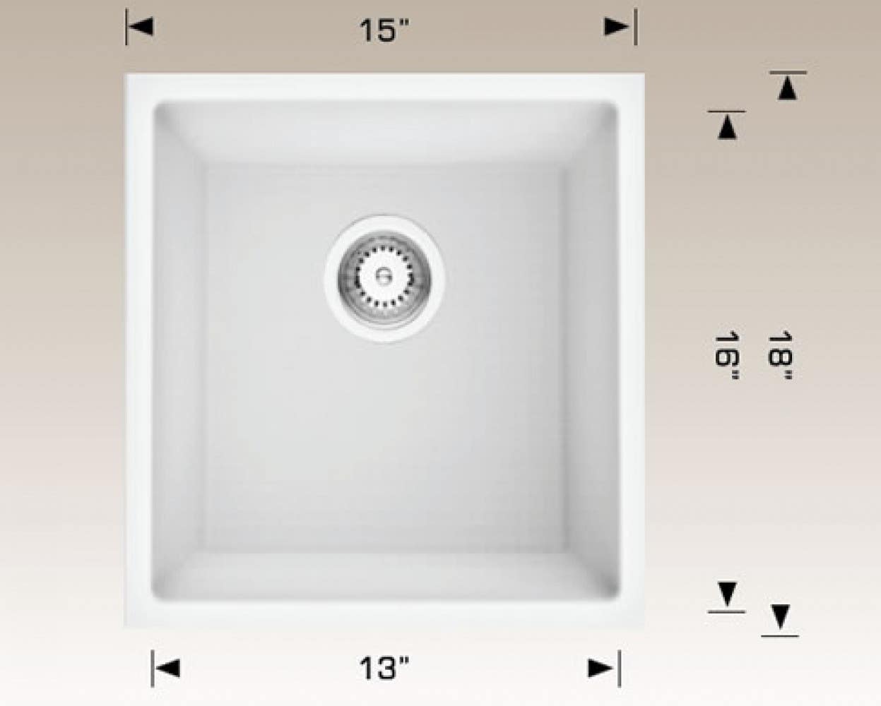 American Imaginations AI-34562 15-in. W CSA Approved White Granite Composite Kitchen Sink With 1 Bowl