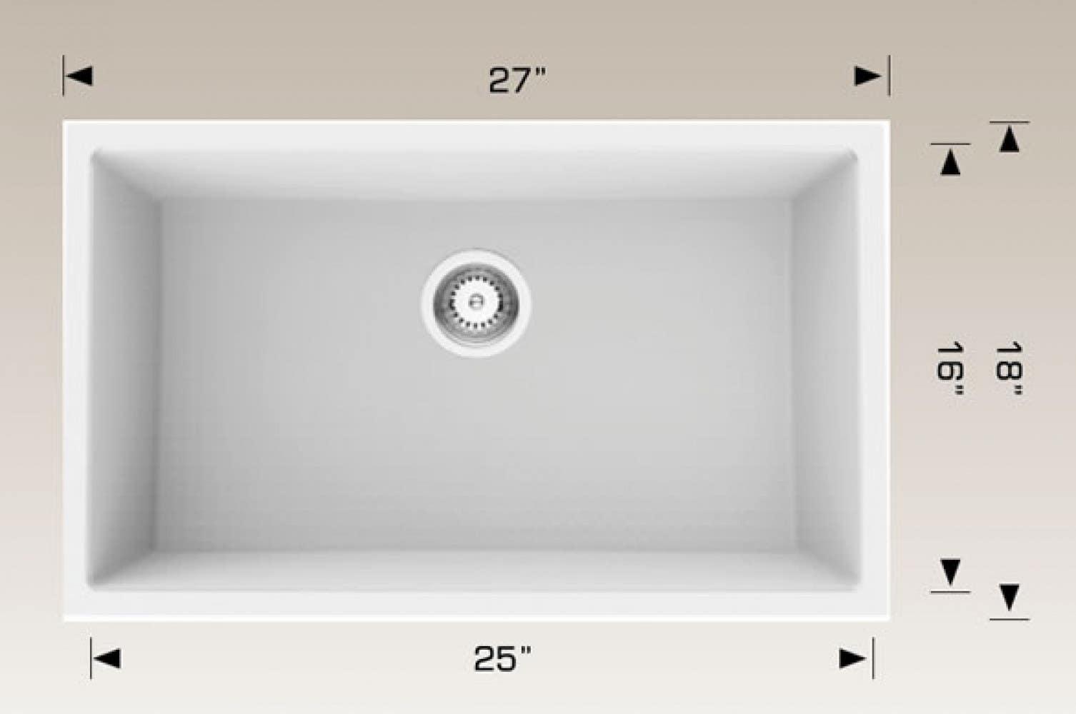 American Imaginations AI-34564 27-in. W CSA Approved White Granite Composite Kitchen Sink With 1 Bowl