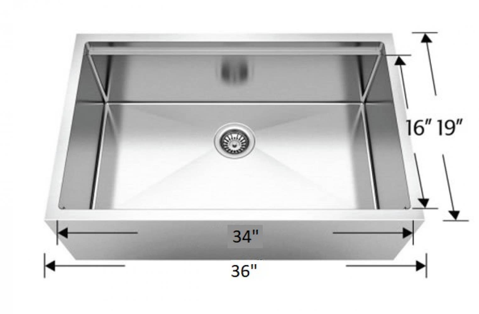 American Imaginations AI-34566 36-in. W CSA Approved Stainless Steel Kitchen Sink With 1 Bowl And 16 Gauge