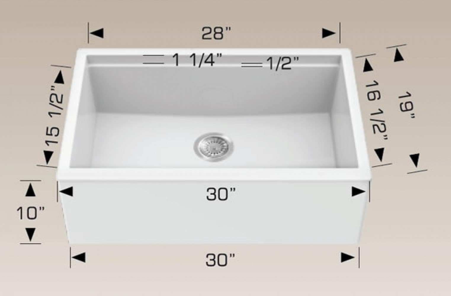 American Imaginations AI-34567 30-in. W CSA Approved White Granite Composite Kitchen Sink With 1 Bowl