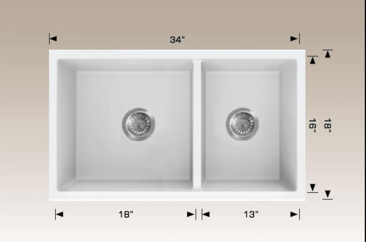 American Imaginations AI-34572 34-in. W CSA Approved White Granite Composite Kitchen Sink With 2 Bowl