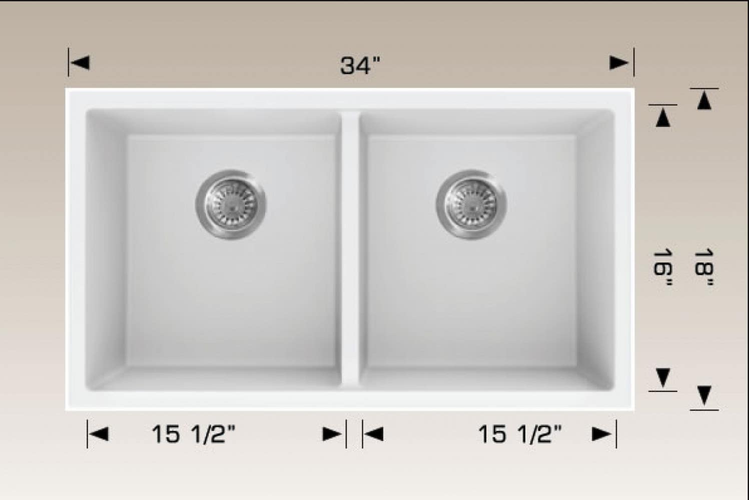 American Imaginations AI-34573 34-in. W CSA Approved White Granite Composite Kitchen Sink With 2 Bowl