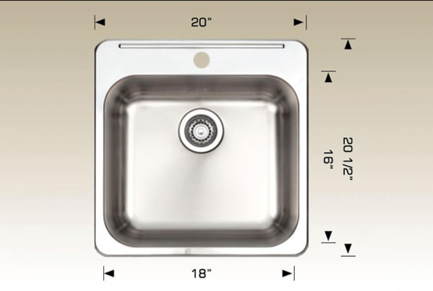 American Imaginations AI-34576 20-in. W CSA Approved Stainless Steel Kitchen Sink With 1 Bowl And 18 Gauge